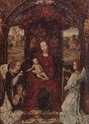 unknow artist The madonna and child enthroned,attended by angels playing musical instruments oil